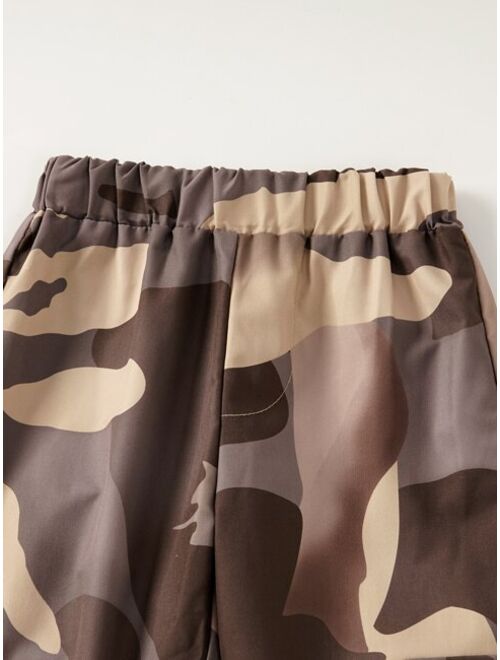Shein Toddler Boys Camo Print Pocket Patched Pants