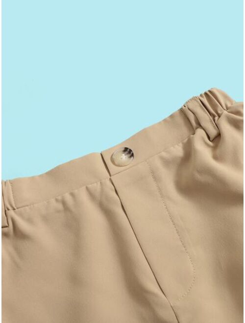 SHEIN Toddler Boys Solid Flap Pocket Pants