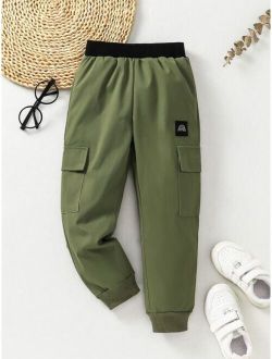 Toddler Boys Patched Detail Flap Pocket Cargo Pants