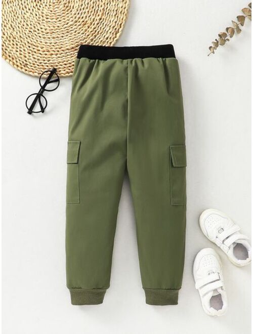 Shein Toddler Boys Patched Detail Flap Pocket Cargo Pants