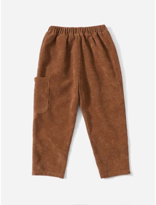 SHEIN Toddler Boys Slant Pocket Corduroy Pants