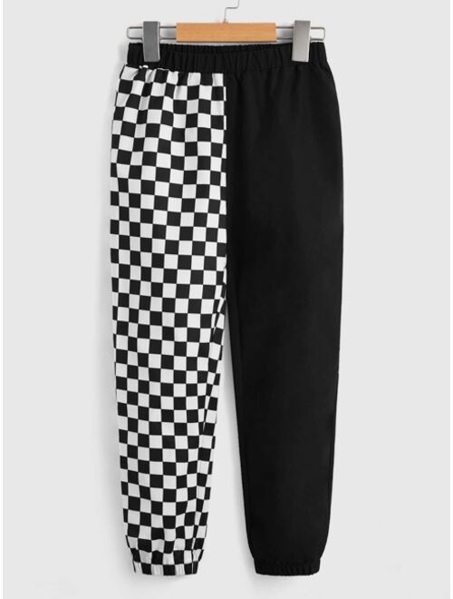 SHEIN Boys Checker Print Elastic Waist Pants