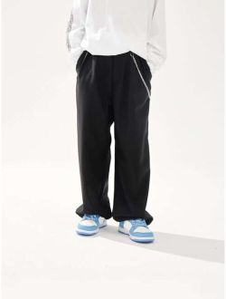 Boys Slant Pocket Solid Pants Without Chain