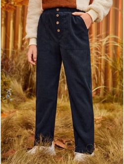 Boys Buttoned Front Cord Pants