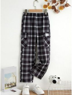 Boys Plaid Flap Pocket Cargo Pants