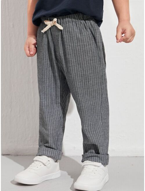 SHEIN Toddler Boys Knot Waist Striped Pants