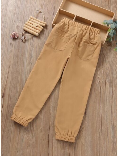 Shein Toddler Boys Patched Tapered Pants