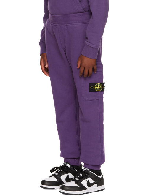 STONE ISLAND JUNIOR Kids Purple Logo Patch Lounge Pants