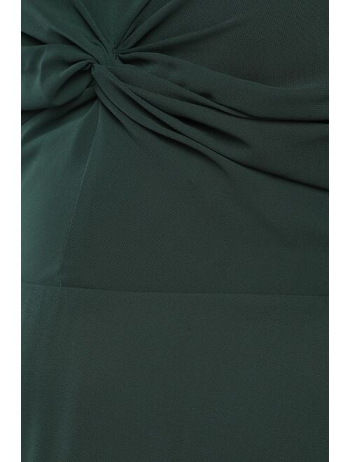 Lulus Modern Radiance Emerald Green Twist-Front A-Line Maxi Dress