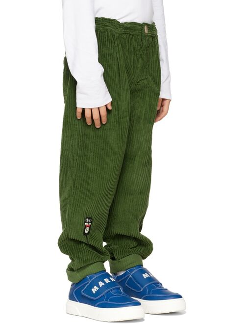 BOBO CHOSES Kids Green Cat O'Clock Trousers