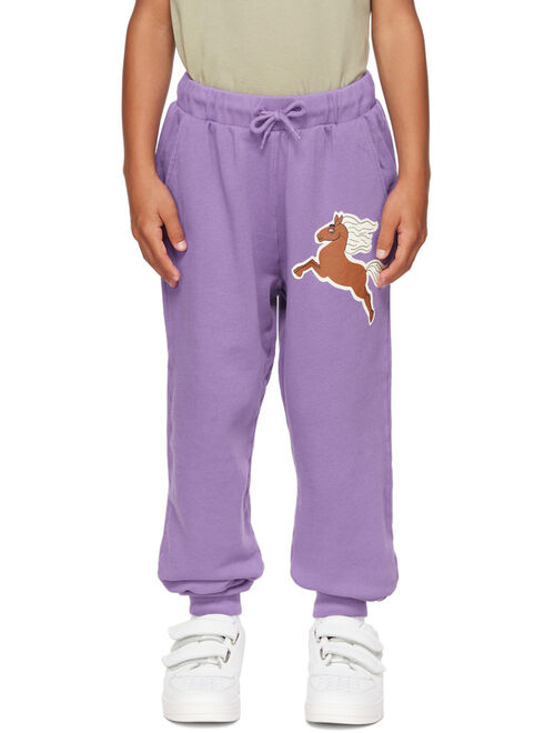 MINI RODINI Kids Purple Horses Lounge Pants