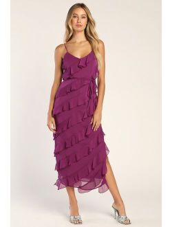 Love the Look Purple Tiered Ruffled Midi Dress