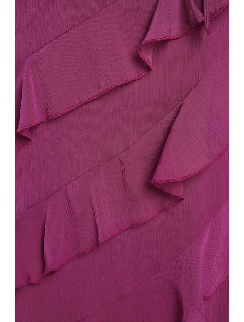 Lulus Love the Look Purple Tiered Ruffled Midi Dress