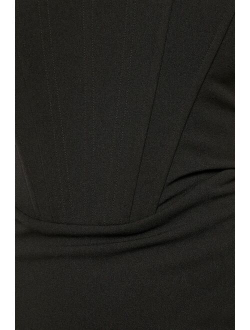 Lulus Flirtatious Sensation Black Corset Bodycon Mini Dress