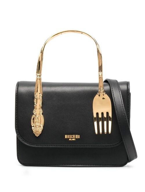 Moschino fork-detail leather shoulder bag
