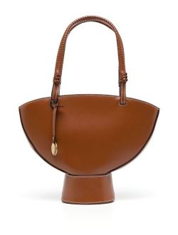 leather geometric tote bag