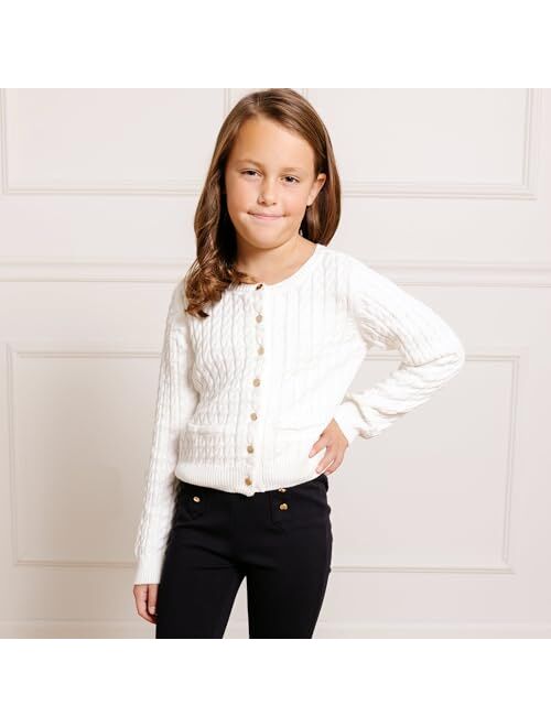 HOPE & HENRY Girls' Ruffle Sleeve Sweater Vest, Kids