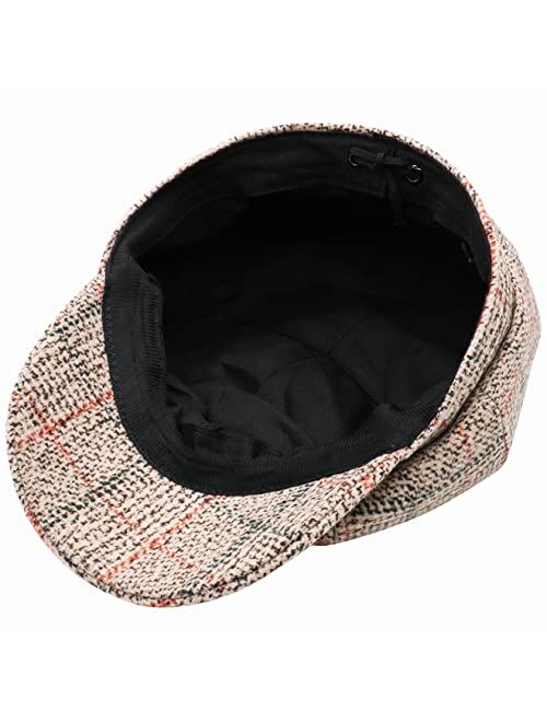 Panpacsight Womens Newsboy Cap Wool Visor Cabbie Fiddler Winter Spring Octagonal Paperboy Hat Girls Gift