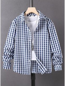 Boys Gingham Button Up Shirt Without Tee