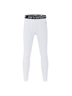 DEVOROPA Youth Boys' Compression Leggings Sports Tights Fleece Lined Thermal Base Layer Pants
