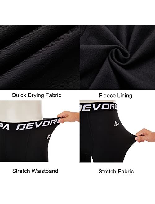 DEVOROPA Youth Boys' Compression Leggings Sports Tights Fleece Lined Thermal Base Layer Pants
