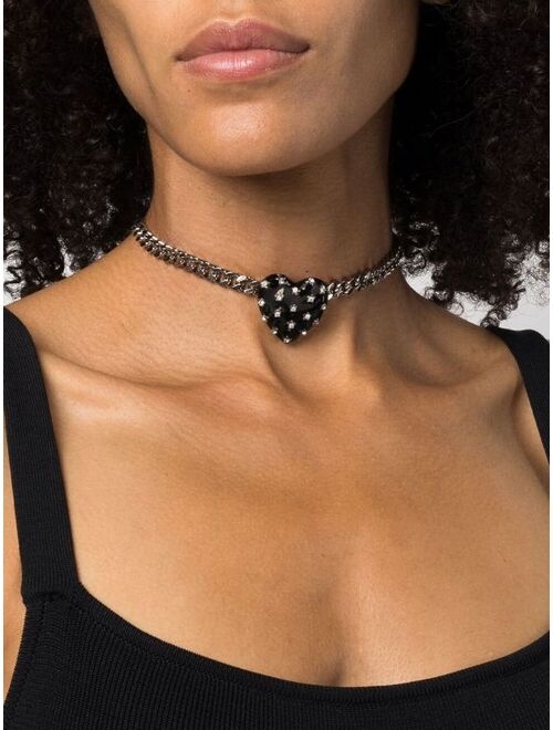 Alessandra Rich heart-pendant choker necklace