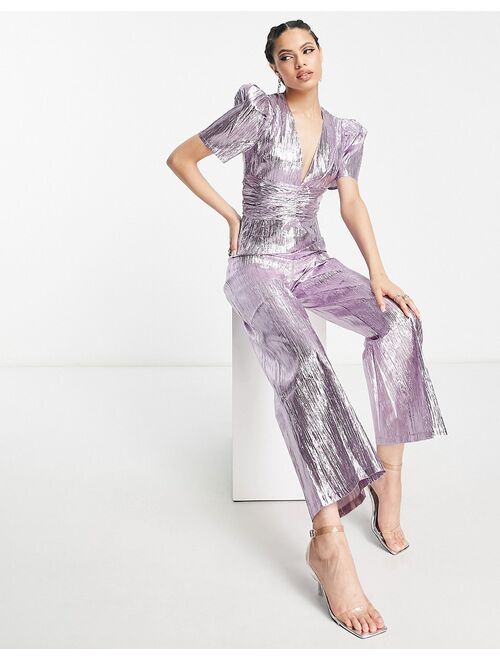 Collective the Label exclusive metallic jumpsuit in pewter