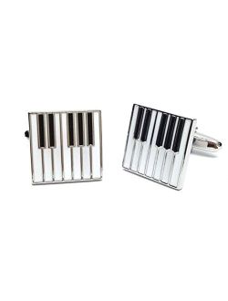 Vcufflinks Piano Keys Cufflinks Gift Music Fan Cuff Links (White Silver)