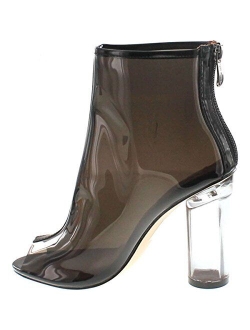 Benny-1 Womens Perspex Peep Toe Ankle Boots