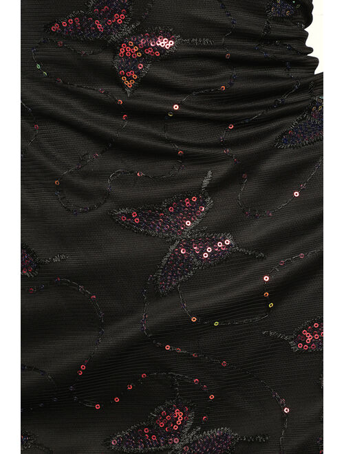 Lulus Social Sweetheart Black Sequin Butterfly Lace-Up Mini Dress