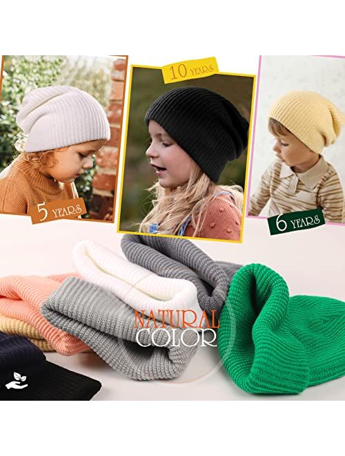 Lvaiz Hats Toddler Beanie Winter Hats for Girls Boys Knitted Cuffed Slouchy Soft Warm Infant Skull Cap for Kids(3-12years)