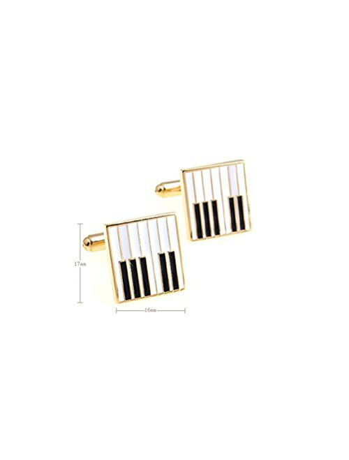 Vcufflinks Piano Keys Cufflinks Gift Music Fan Cuff Links (White Gold)