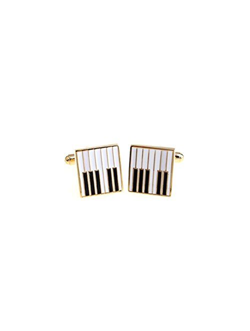 Vcufflinks Piano Keys Cufflinks Gift Music Fan Cuff Links (White Gold)