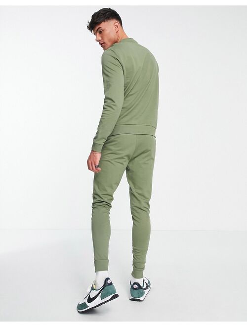 ASOS DESIGN lightweight tracksuit with sweatshirt and skinny sweatpants in khaki