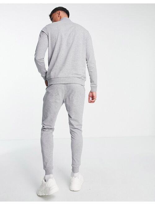 ASOS DESIGN tracksuit with half zip sweatshirt and skinny sweatpants in gray heather