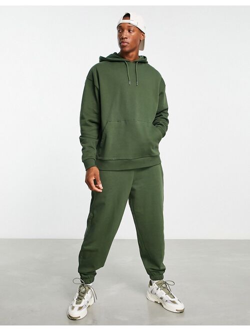 ASOS DESIGN tracksuit with oversized hoodie and oversized sweatpants in khaki