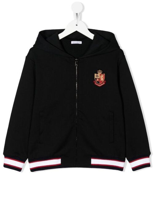 Dolce & Gabbana Kids logo-patch jersey bomber jacket