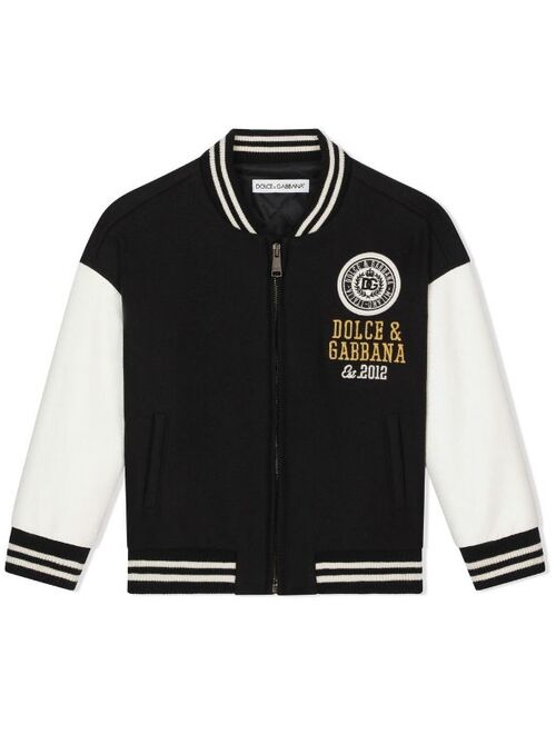 Dolce & Gabbana Kids logo-embroidered bomber jacket