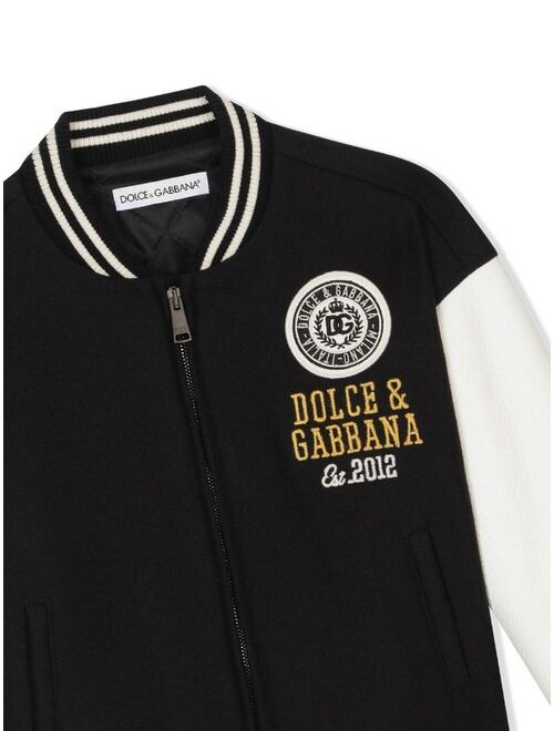 Dolce & Gabbana Kids logo-embroidered bomber jacket