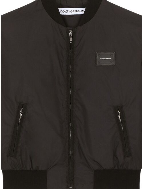 Dolce & Gabbana Kids logo-patch bomber jacket