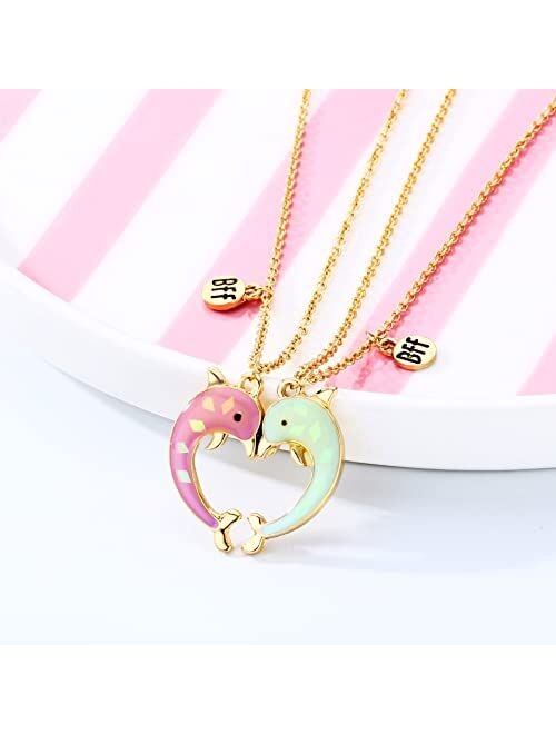 Pingyongchang 2 Pcs Set Best Friends Magnetic Half Heart Pendant Panda Koala Necklace Charm BFF Friendship Jewelry for Women Girls