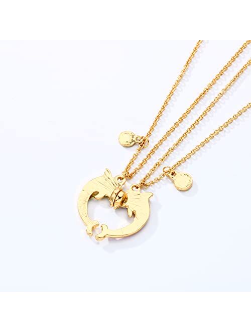 Pingyongchang 2 Pcs Set Best Friends Magnetic Half Heart Pendant Panda Koala Necklace Charm BFF Friendship Jewelry for Women Girls