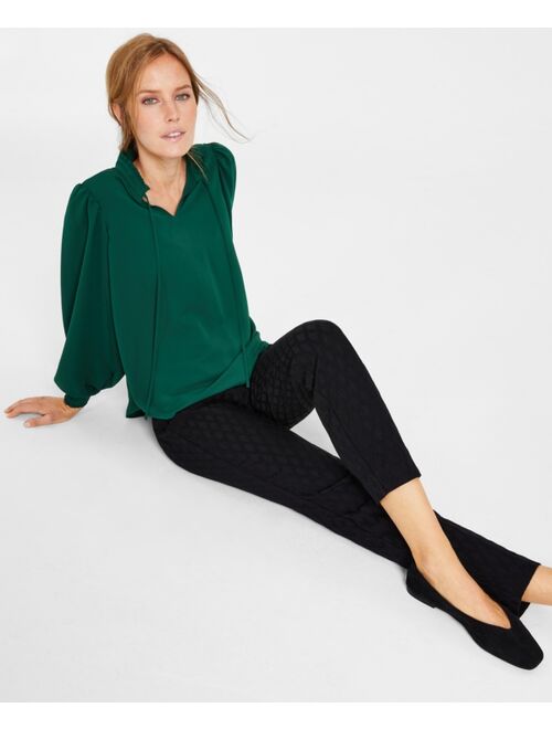 Alfani Women's Ruffled Tie-Neck Solid-Color Blouse, Created for Macy's