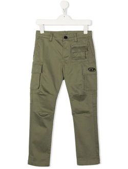 Kids embroidered-logo cargo trousers