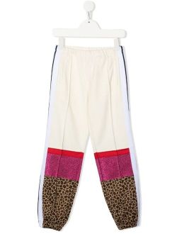 Kids panelled leopard-print track pants