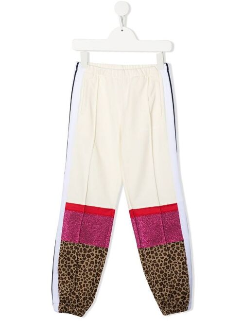 Palm Angels Kids panelled leopard-print track pants