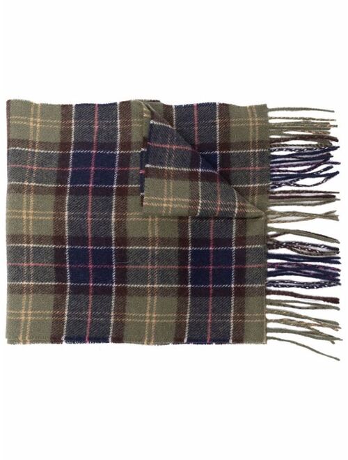 Barbour tartan-print knitted scarf