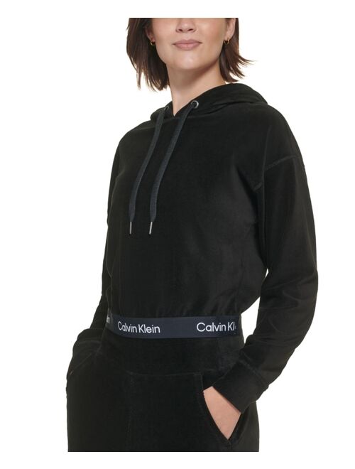 CALVIN KLEIN PERFORMANCE Women's Logo Elastic Long-Sleeve Pullover Hoodie