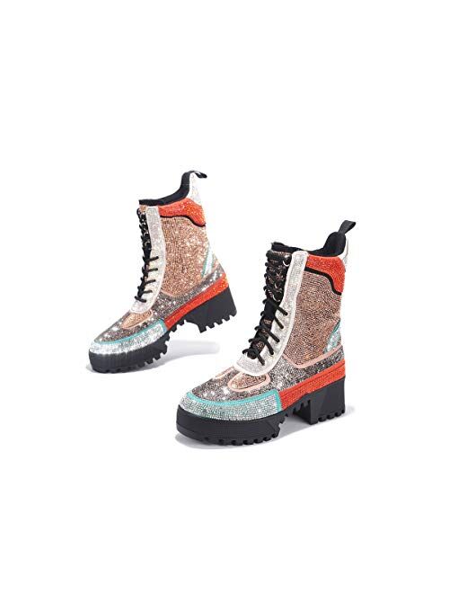 Cape Robbin Kingston Combat Boots for Women, Platform Boots with Chunky Block Heels, Womens High Tops Boots