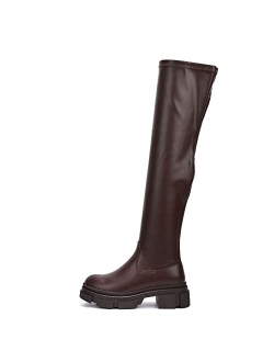 Campi Over The Knee Boots with Chunky Block Heels, Fashion Dress Boots for Women